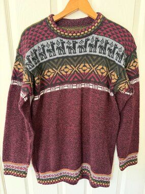 Handmade Alpaca Sweater Red "Medium"